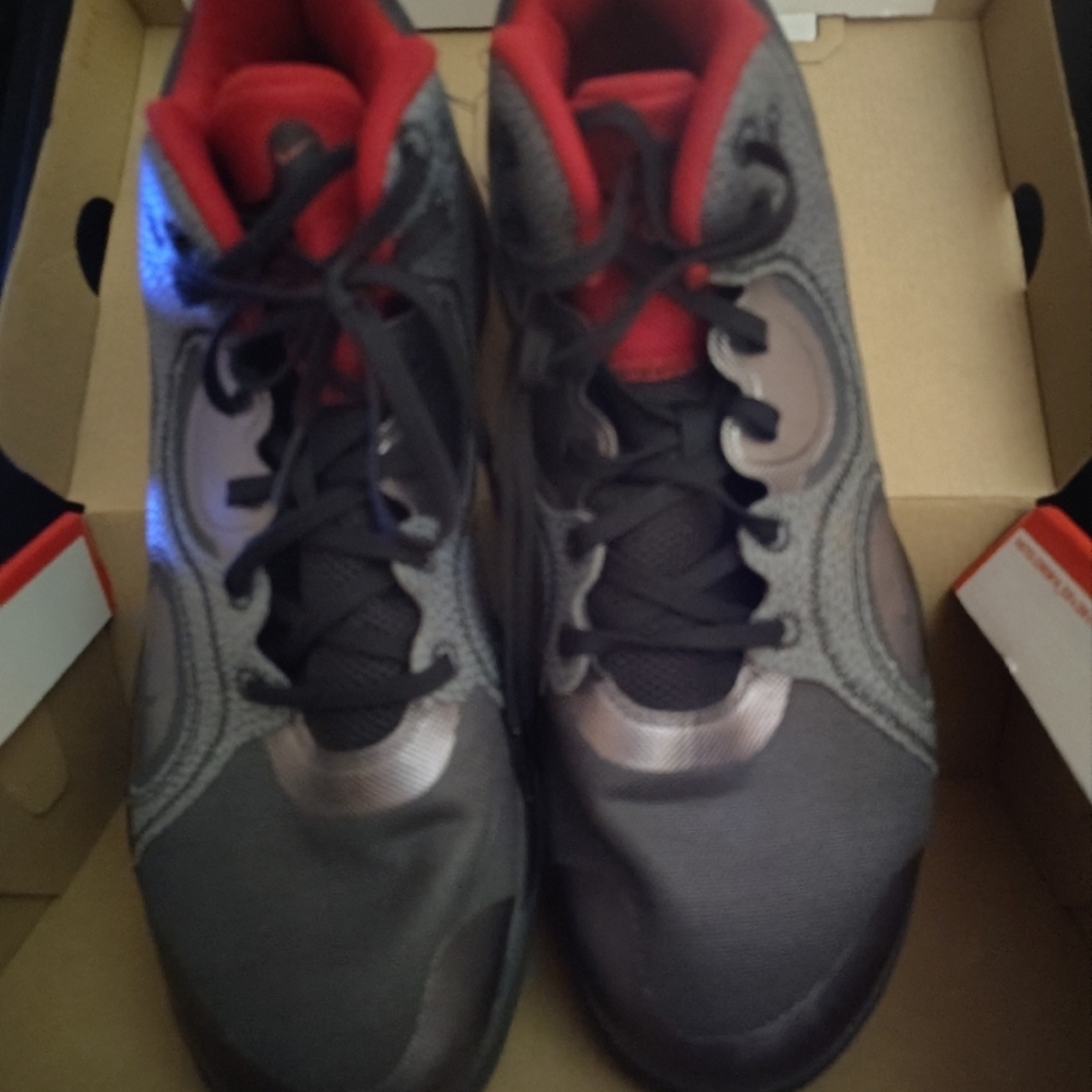 Nike Gray and Red High-Top Sneakers